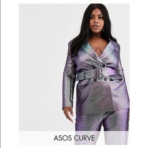 ASOS Curve Purple Metallic Suit Outfit